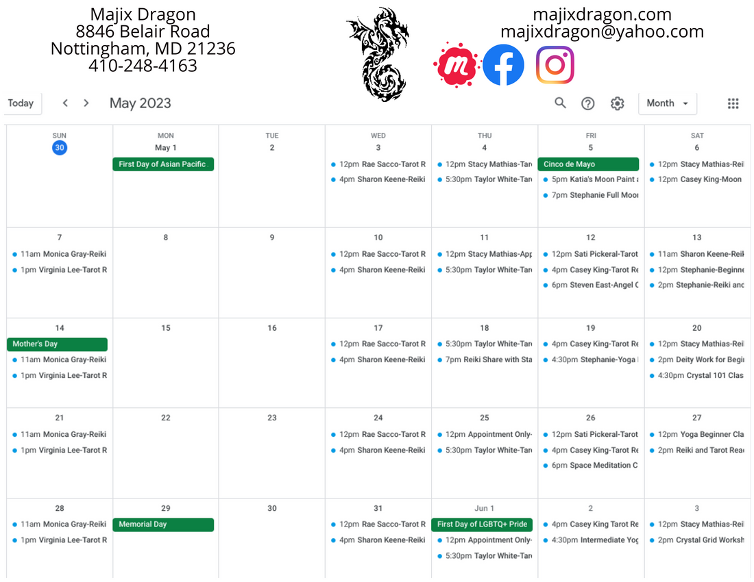 May 2023 Calendar Majix Dragon