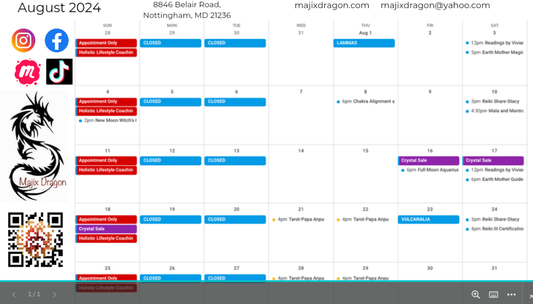 August 2024 Majix Dragon Calendar