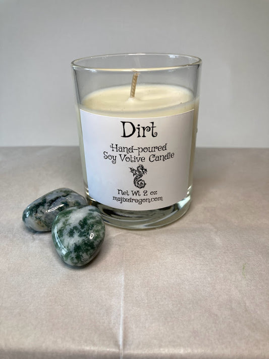 Dirt Hand-Poured Soy Votive Candle -  Majix Dragon
