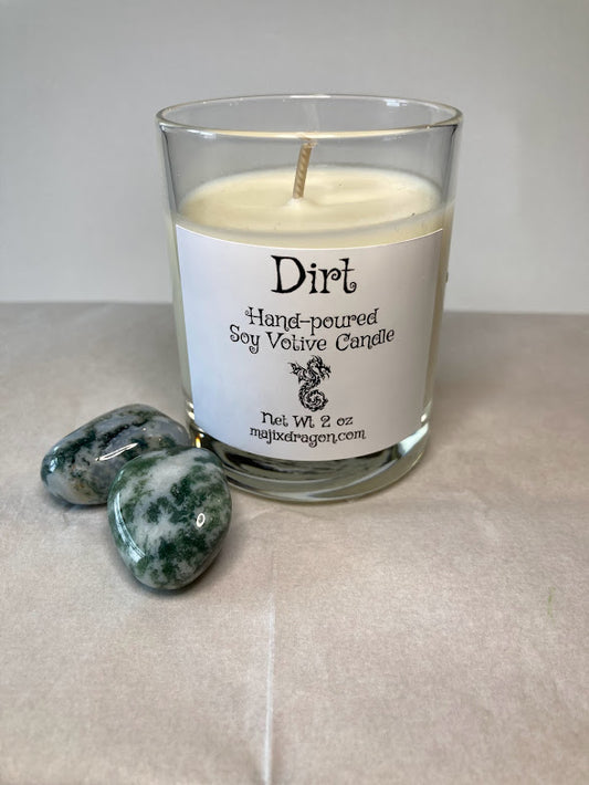 Dirt Hand-Poured Soy Votive Candle -  Majix Dragon