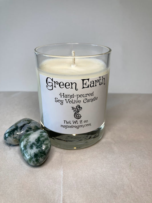 Green Earth Hand-Poured Soy Votive Candle -  Majix Dragon