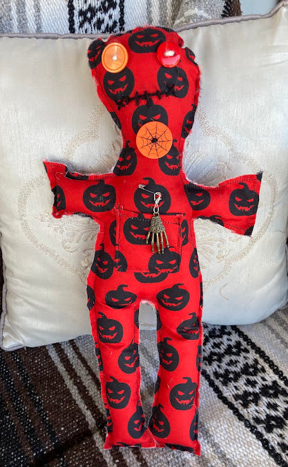 Halloween Handmade Poppit Red with Black Pumpkins Fabric #1