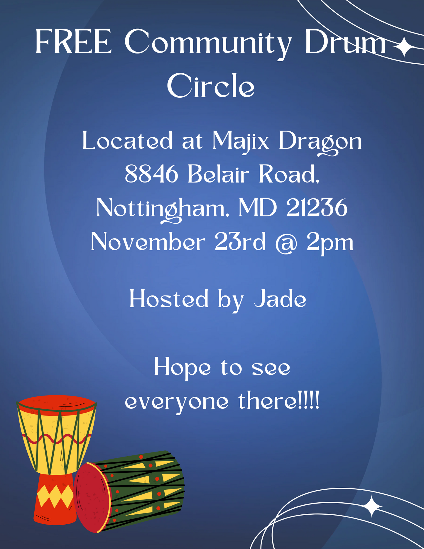 FREE Community Drum Circle Event 11/23/24 @ 2pm