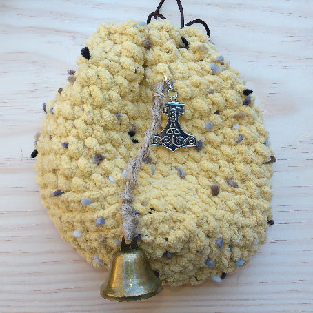 Krampus themed pouch yellow pebble yarn -  Majix Dragon