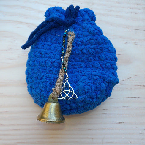 Krampus themed pouch in light blue with Triquetra
