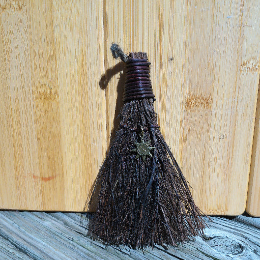 Witchy broom with antique gold sun charm -  Majix Dragon