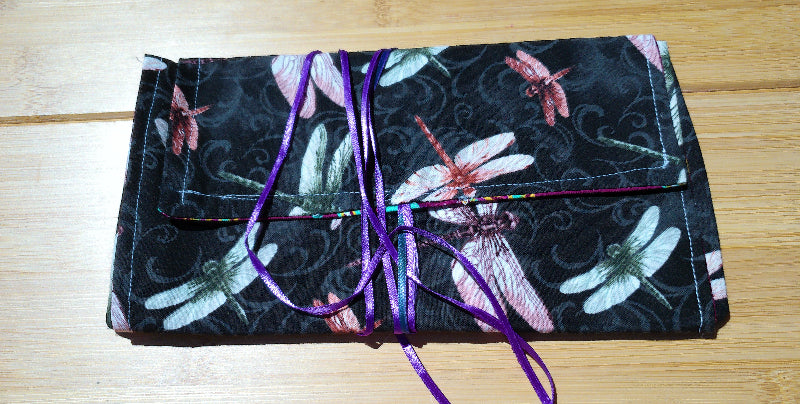 Tarot Card Holder Dragon Fly Pattern with purple cord -  Majix Dragon