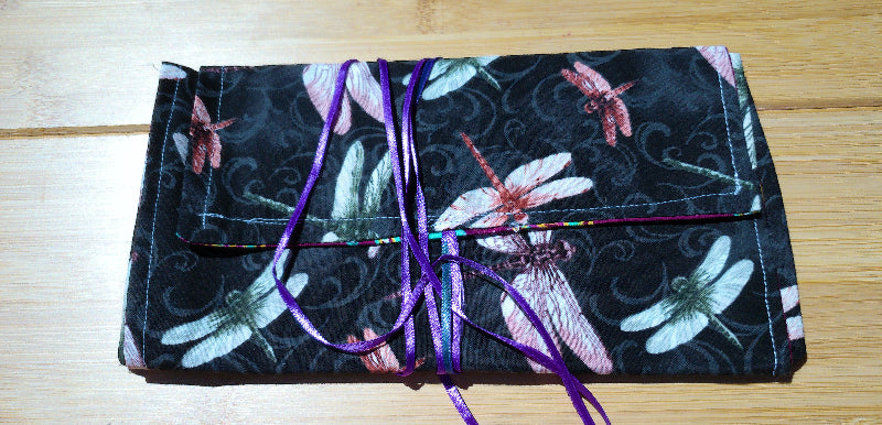 Tarot Card Holder Dragon Fly Pattern with purple cord -  Majix Dragon