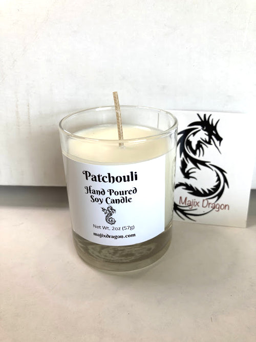 Hand-Poured Patchouli Soy Votive Candle -  Majix Dragon