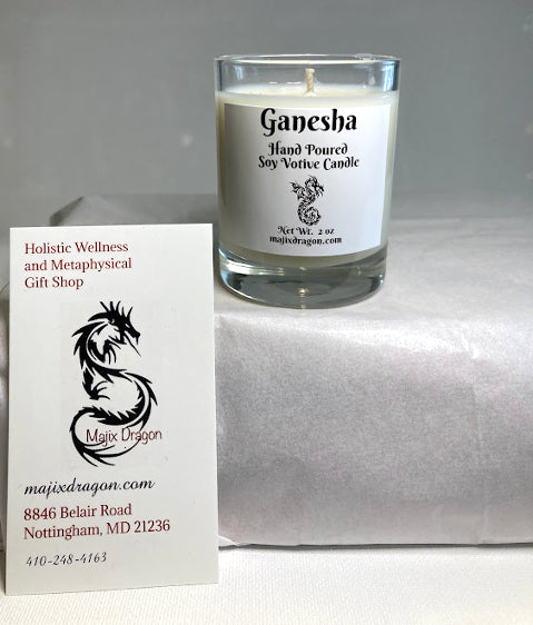 Ganesha hand poured soy votive 2oz -  Majix Dragon