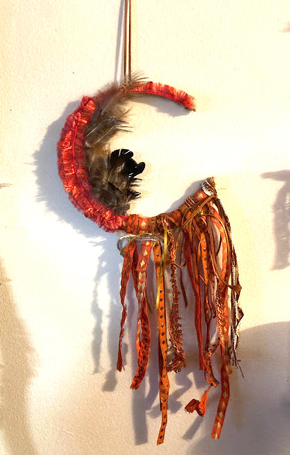 Handmade Moon Wall Hanging/Orange/Gold/Wreath -  Majix Dragon